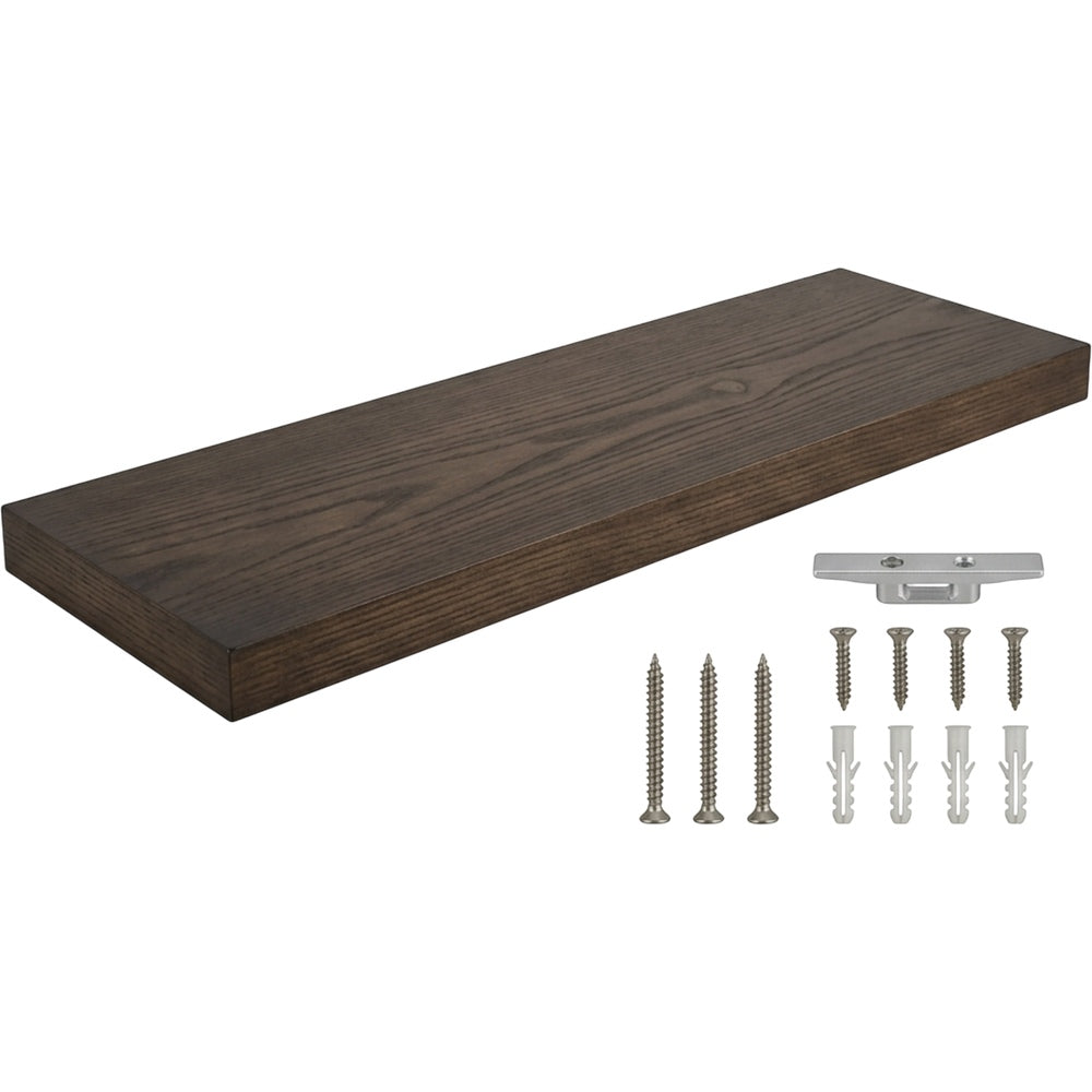 Zumbo Smoked Ash Veneer Floating Shelf Concealed Cleat 75 cm - Product view