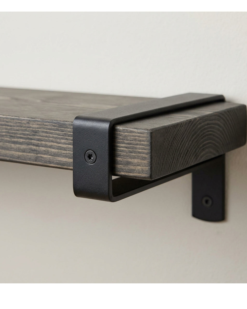 Zumbo Solid Pine Wall Shelf with Two U Brackets Charcoal 90 cm - Detail view