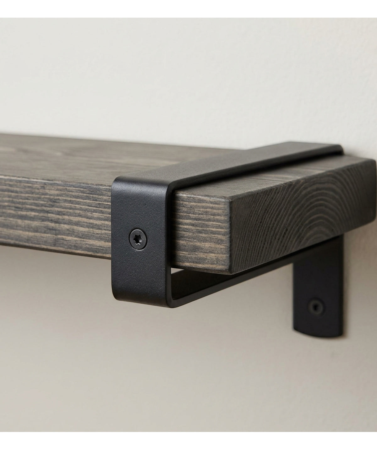 Zumbo Solid Pine Wall Shelf with Two U Brackets Charcoal 90 cm - Detail view