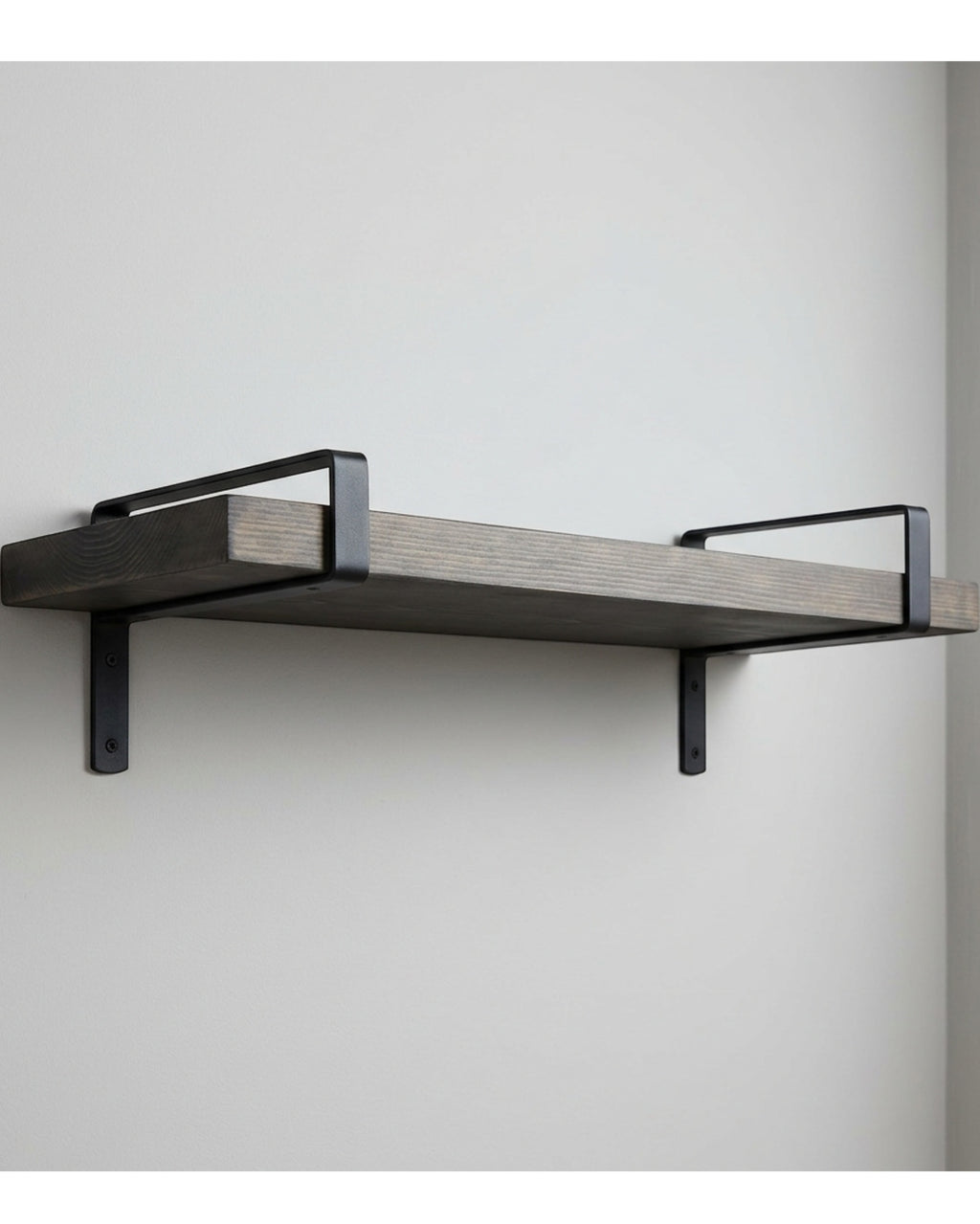 Zumbo Solid Pine Wall Shelf with Two U Brackets Charcoal 90 cm - Lifestyle view