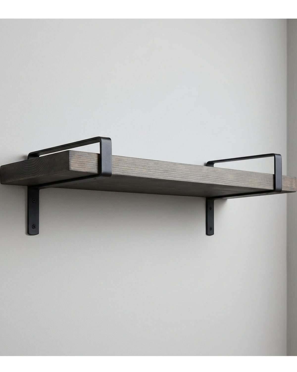 Zumbo Solid Pine Wall Shelf with Two U Brackets Charcoal 90 cm - Lifestyle view