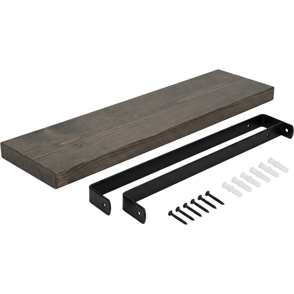 Zumbo Solid Pine Wall Shelf with Two U Brackets Charcoal 90 cm - Product view